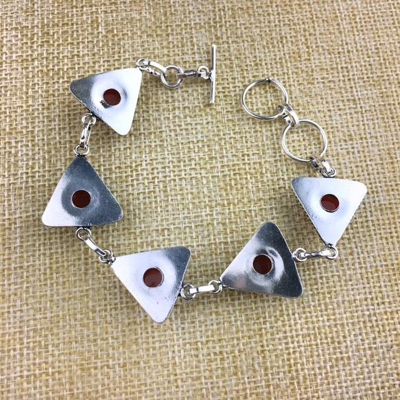 New Carnelian Stone Silver Overlay Bracelet Size 6 1/2 & 7 1/4 - Picture 7 of 8